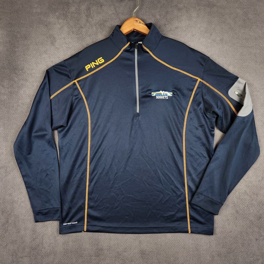 Denver Nuggets PING 1/4 Zip Pullover Mens Large Navy Blue Lightweight Basketball
